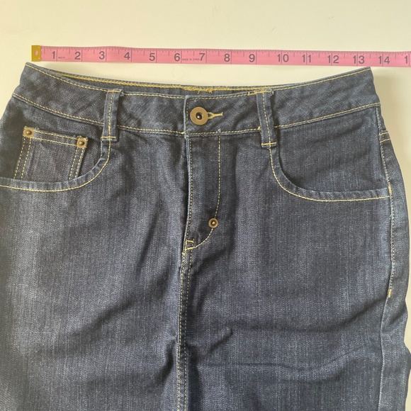 H&M | Navy Blue Denim Pencil Skirt with Gold Trim | Size 4, Classic & Chic - Picture 10 of 13